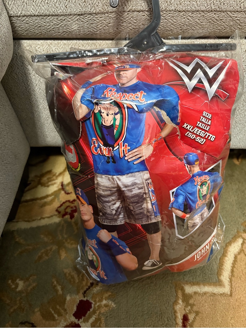 WWE John Cena Blue Respect Earn It Muscle Costume Adult XXL Camo Disguise NEW